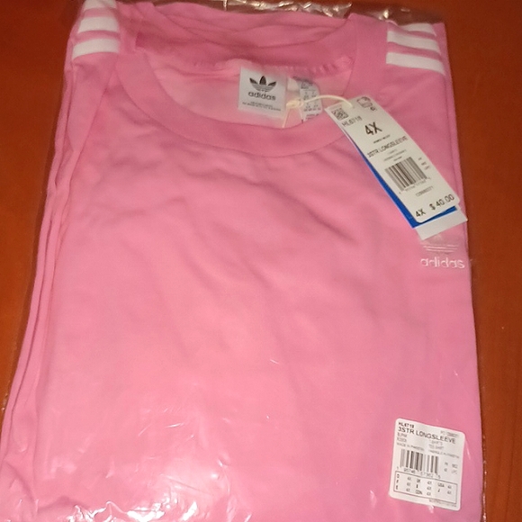 Adidas Pink Bliss 3 Stripe L.S. Tee Sz. 4X - Picture 2 of 2